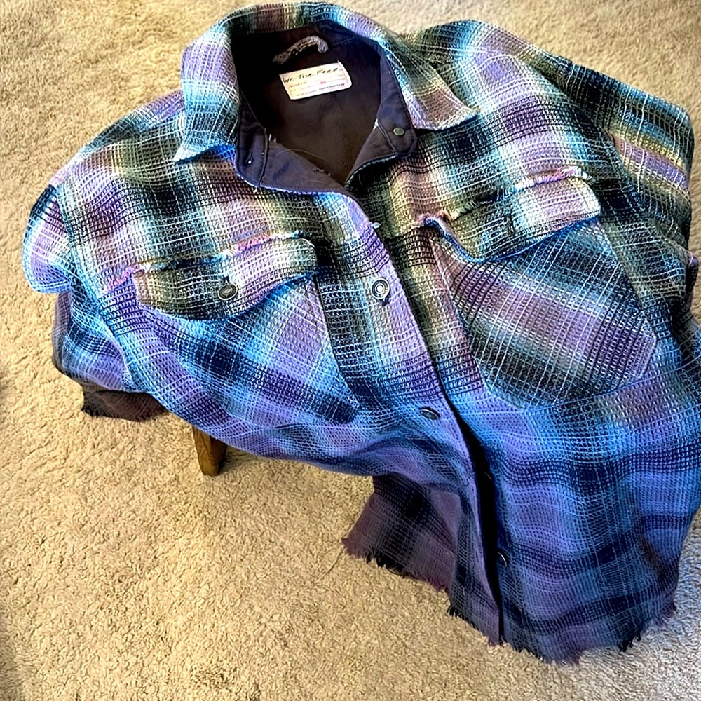 Long flannel shirt jacket